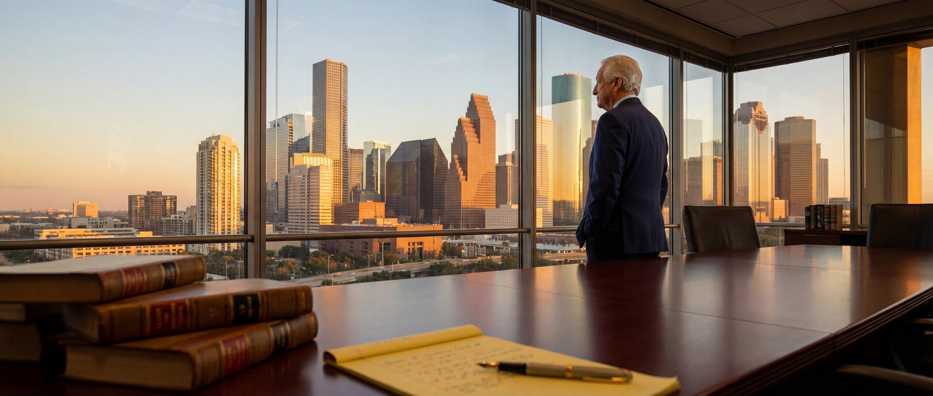 Houston skyline from a high-rise boardroom